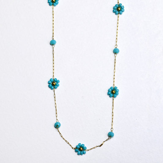 Steel flower bead necklace - SSYN5834