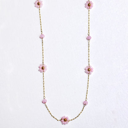 Steel flower bead necklace - SSYN5834