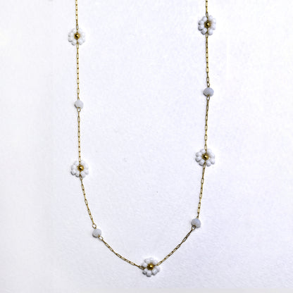 Steel flower bead necklace - SSYN5834