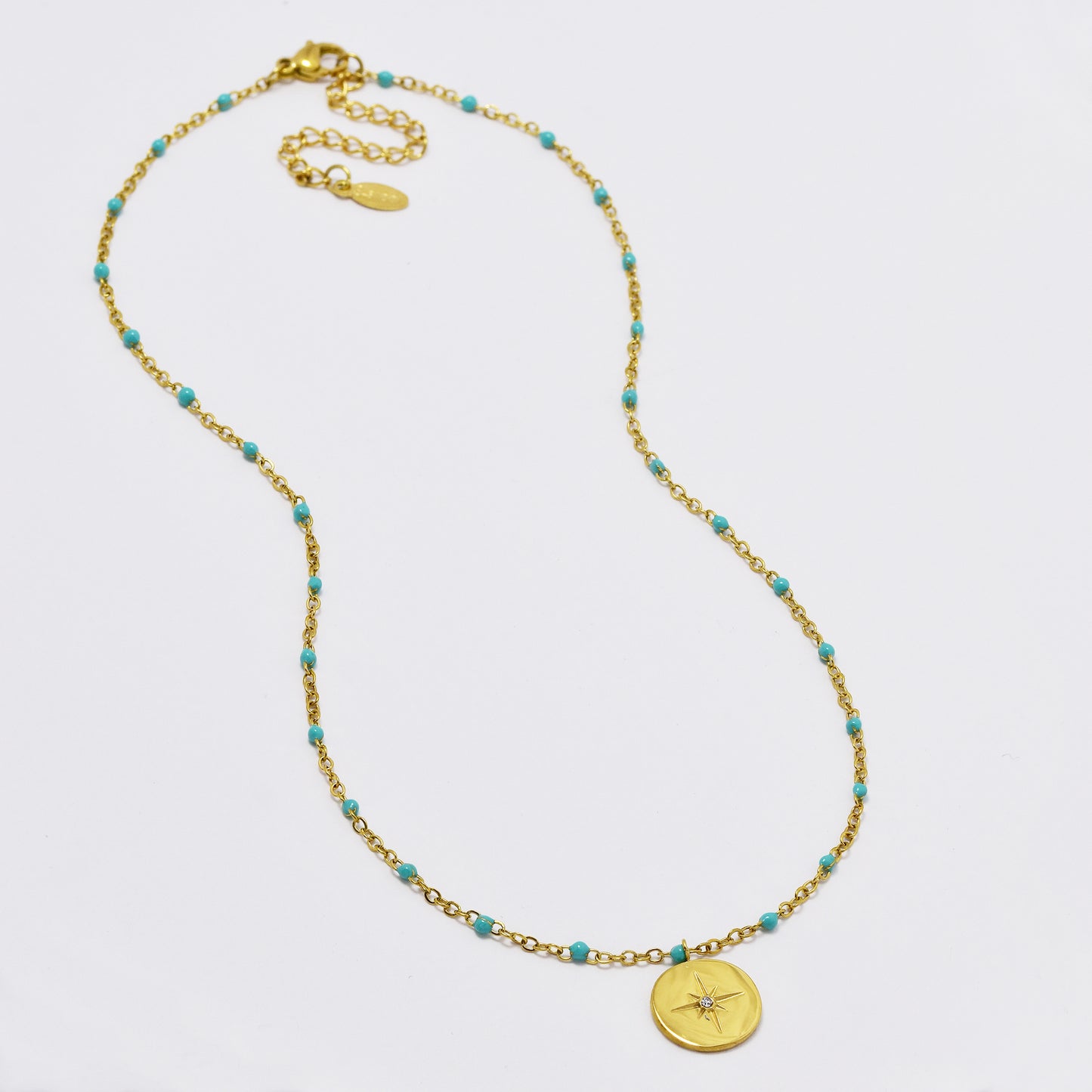 Steel enamel disk necklace - SSYN5835