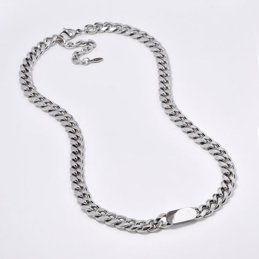 SSYN5914 - Steel chunky curb link necklace