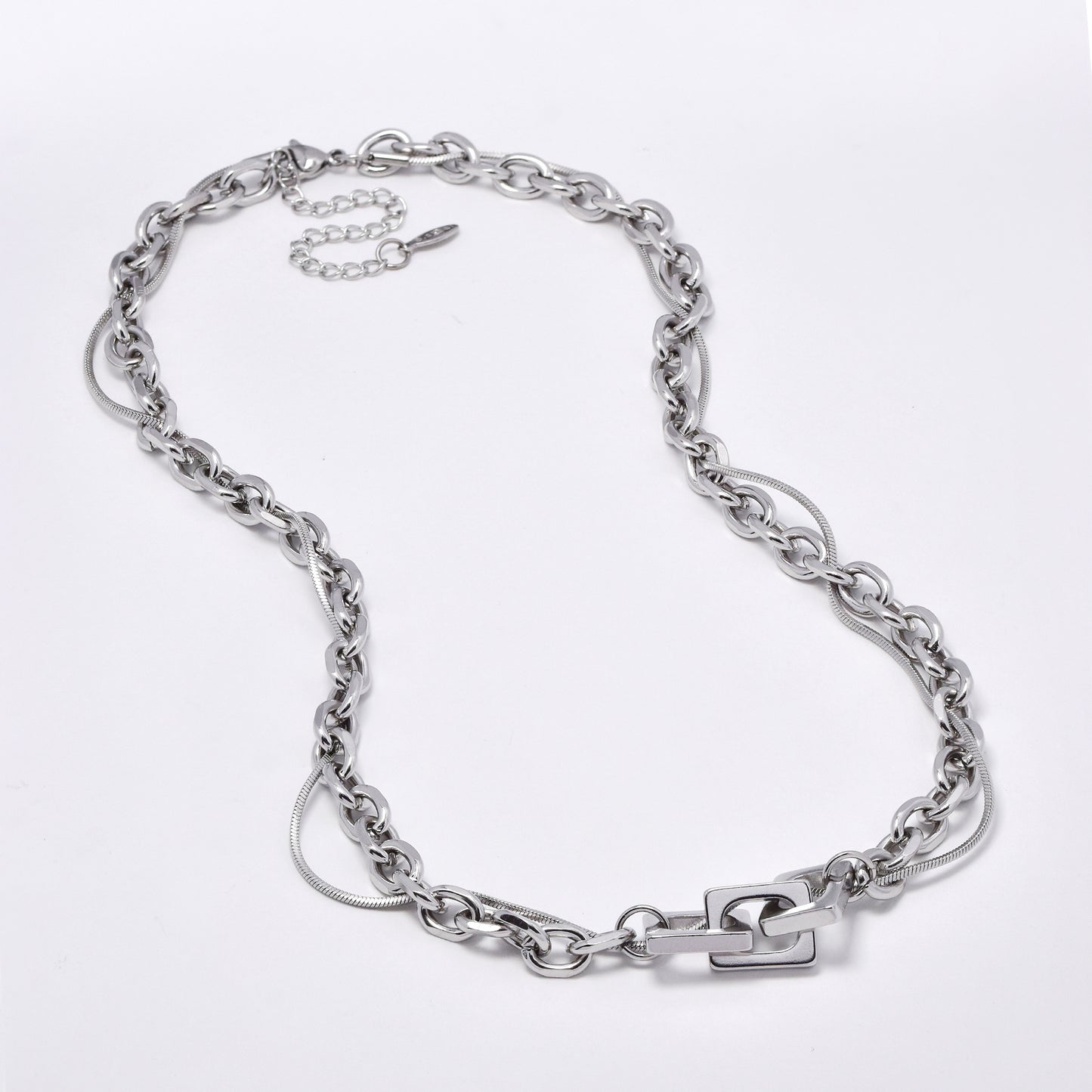 SSYN5917 - Steel intertwined multi link necklace
