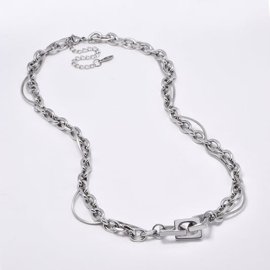 SSYN5917 - Steel intertwined multi link necklace