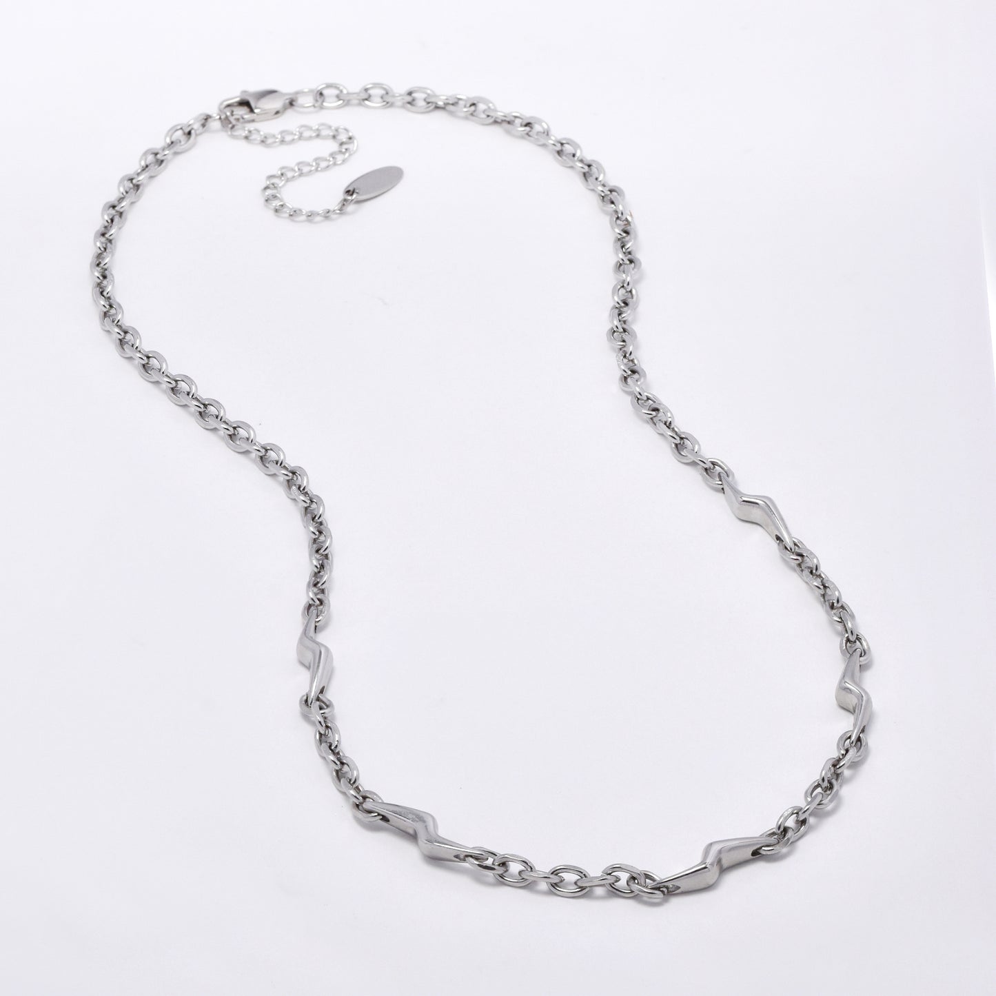 SSYN5921 - Steel lightning bolt link necklace