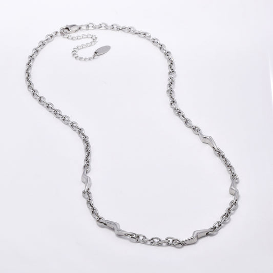 SSYN5921 - Steel lightning bolt link necklace