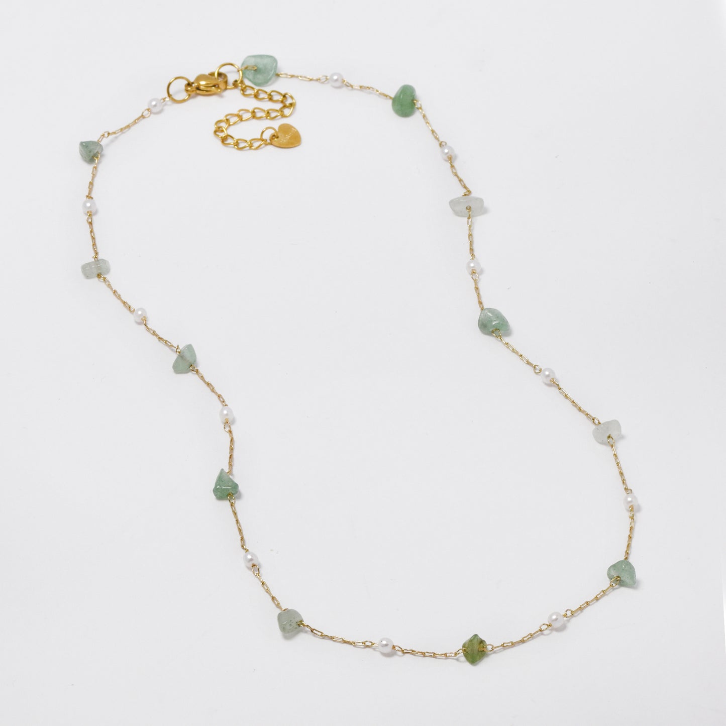 SSYN5922 - Steel natural stone and pearl necklace