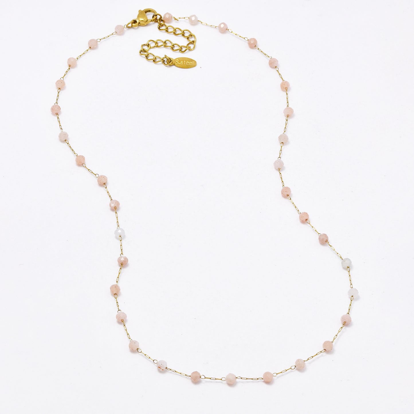 SSYN5942 - St Steel 40+5.5cm natural stone bead necklace