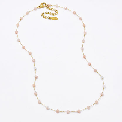SSYN5942 - St Steel 40+5.5cm natural stone bead necklace