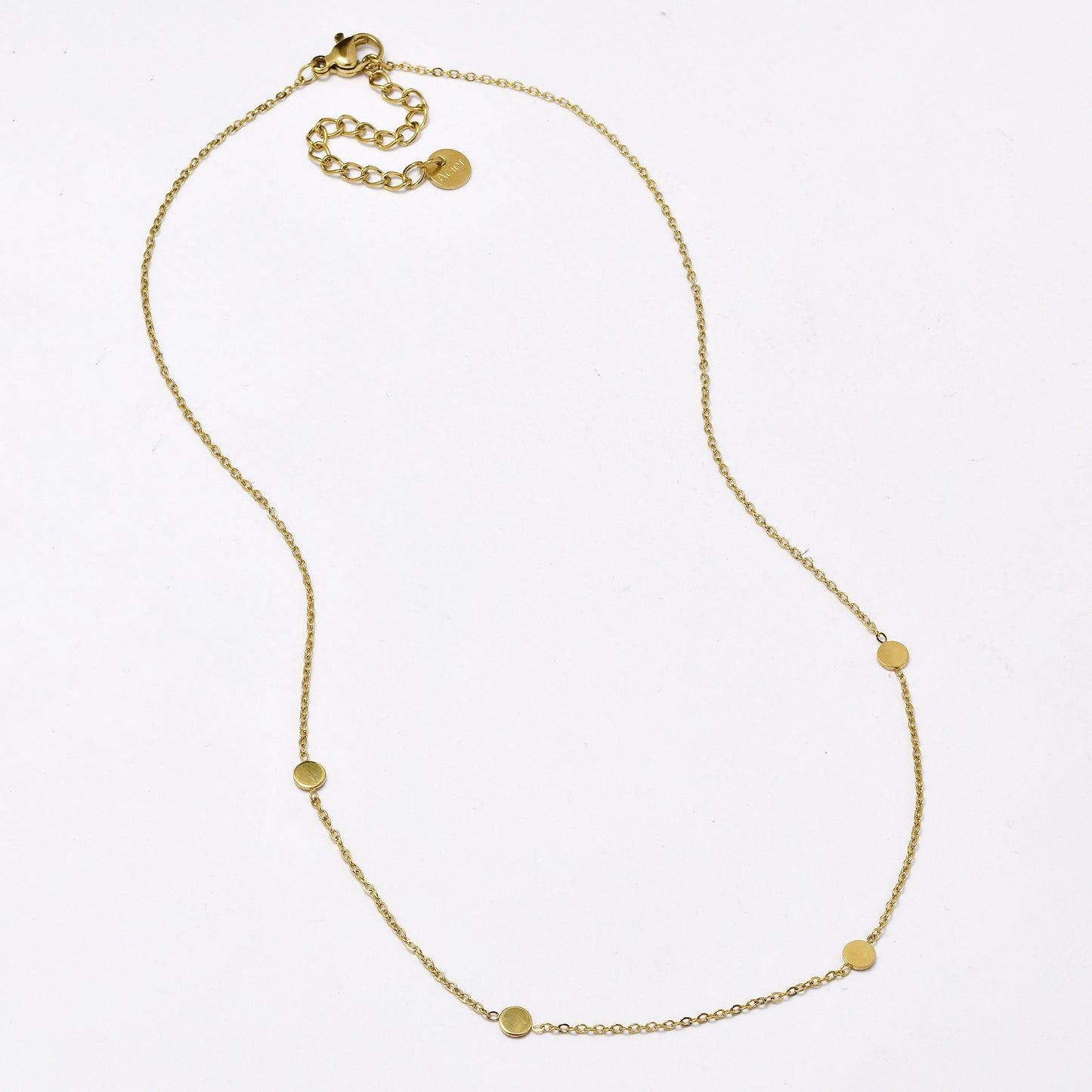 SSYN5948 - St Steel 39.5+5cm round disk necklace necklace