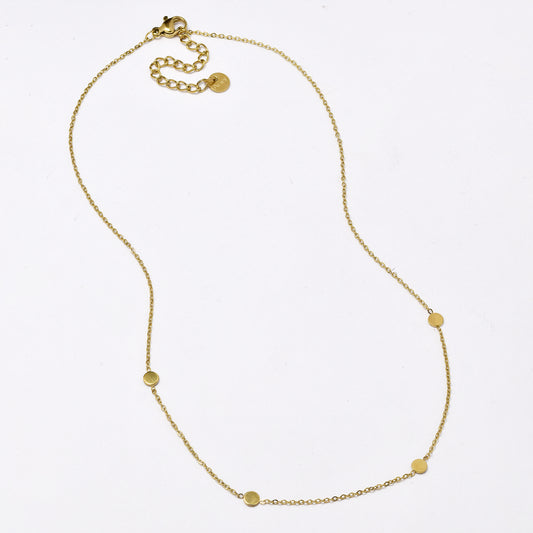 SSYN5948 - St Steel 39.5+5cm round disk necklace necklace