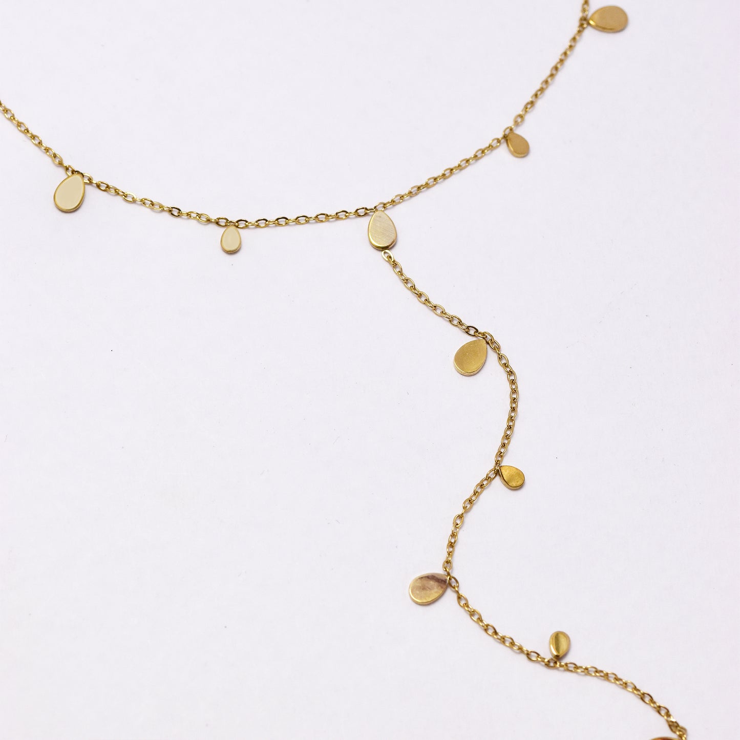 SSYN5955 - St Steel 39+5cm teardrop disk drop chain necklace