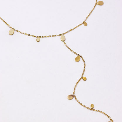 SSYN5955 - St Steel 39+5cm teardrop disk drop chain necklace