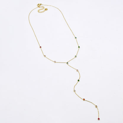 SSYN5956 - St Steel 40.5+5cm CZ drop necklace