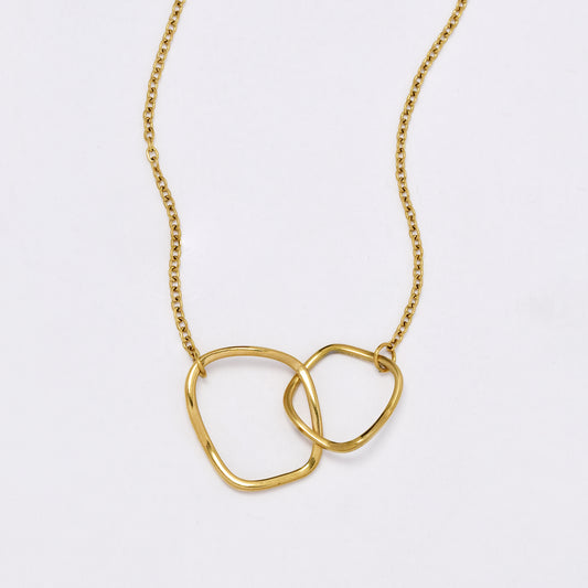 SSYN6085 - St Steel 45cm + 5cm double link charm necklace