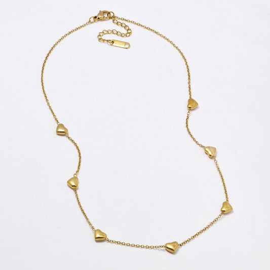 SSYN6135 - St Steel 41cm + 5cm heart charm necklace