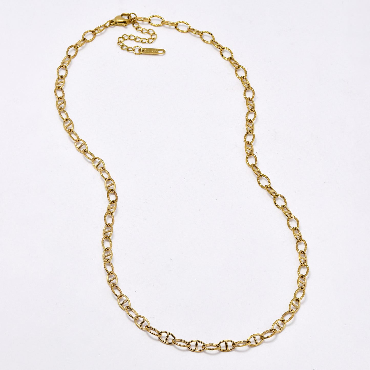 SSYN6017 - St Steel 41.5cm + 6cm oval link necklace