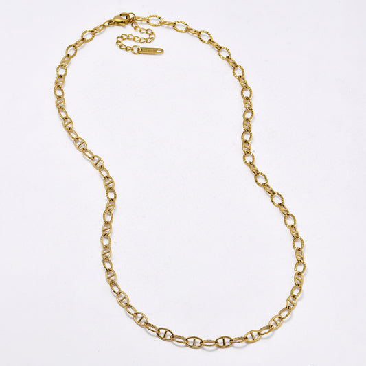 SSYN6017 - St Steel 41.5cm + 6cm oval link necklace