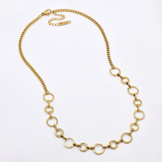 SSYN6091 - St Steel 41cm + 5cm round link necklace