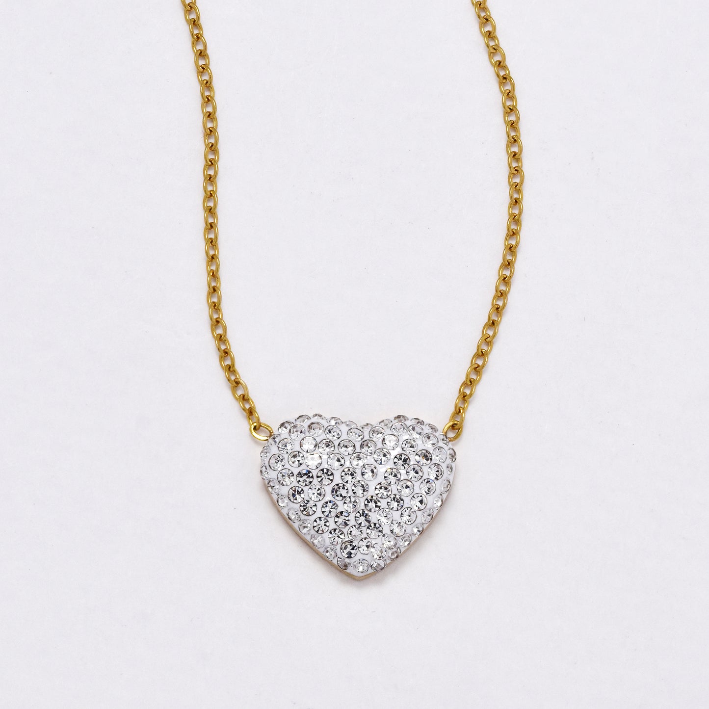 SSYN6022 - St Steel 40cm + 5cm CZ heart necklace