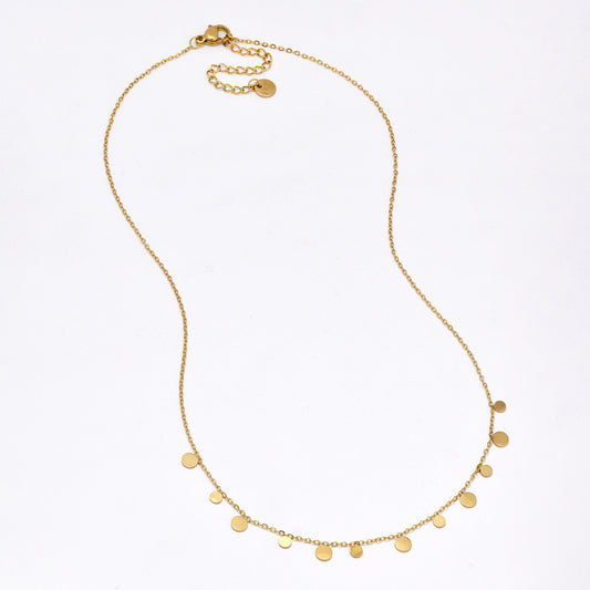 SSYN6055 - St steel 42 cm + 5.5cm round disk necklace