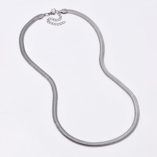 SSYN6380 - Steel 46cm + 5cm x 5mm snake chain necklace