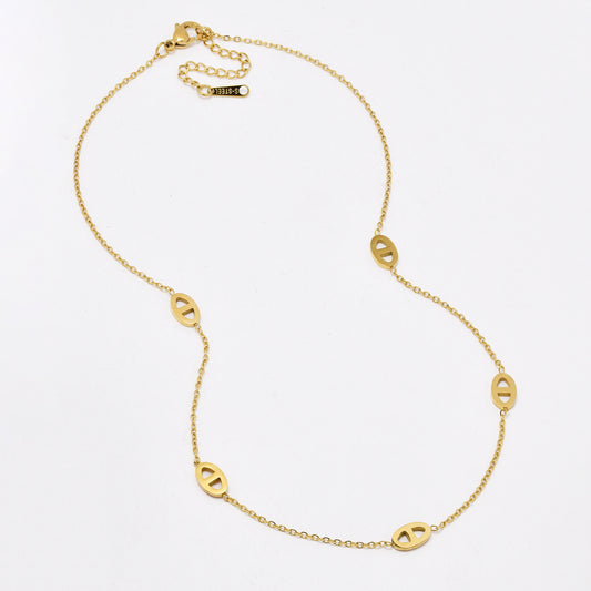 SSYN6392 - S Steel 39.5cm + 5cm mariner necklace