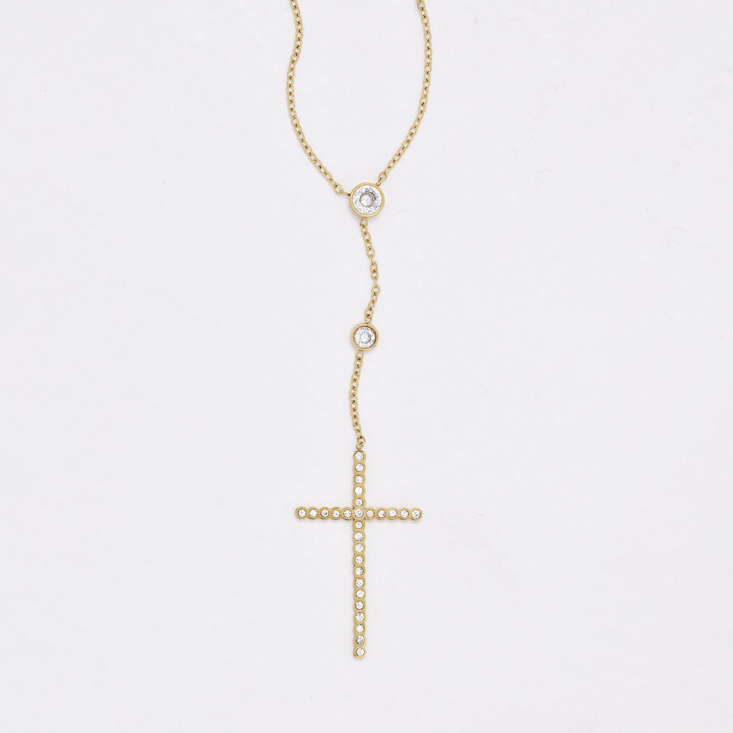 SSYN6408 - St Steel CZ cross necklace