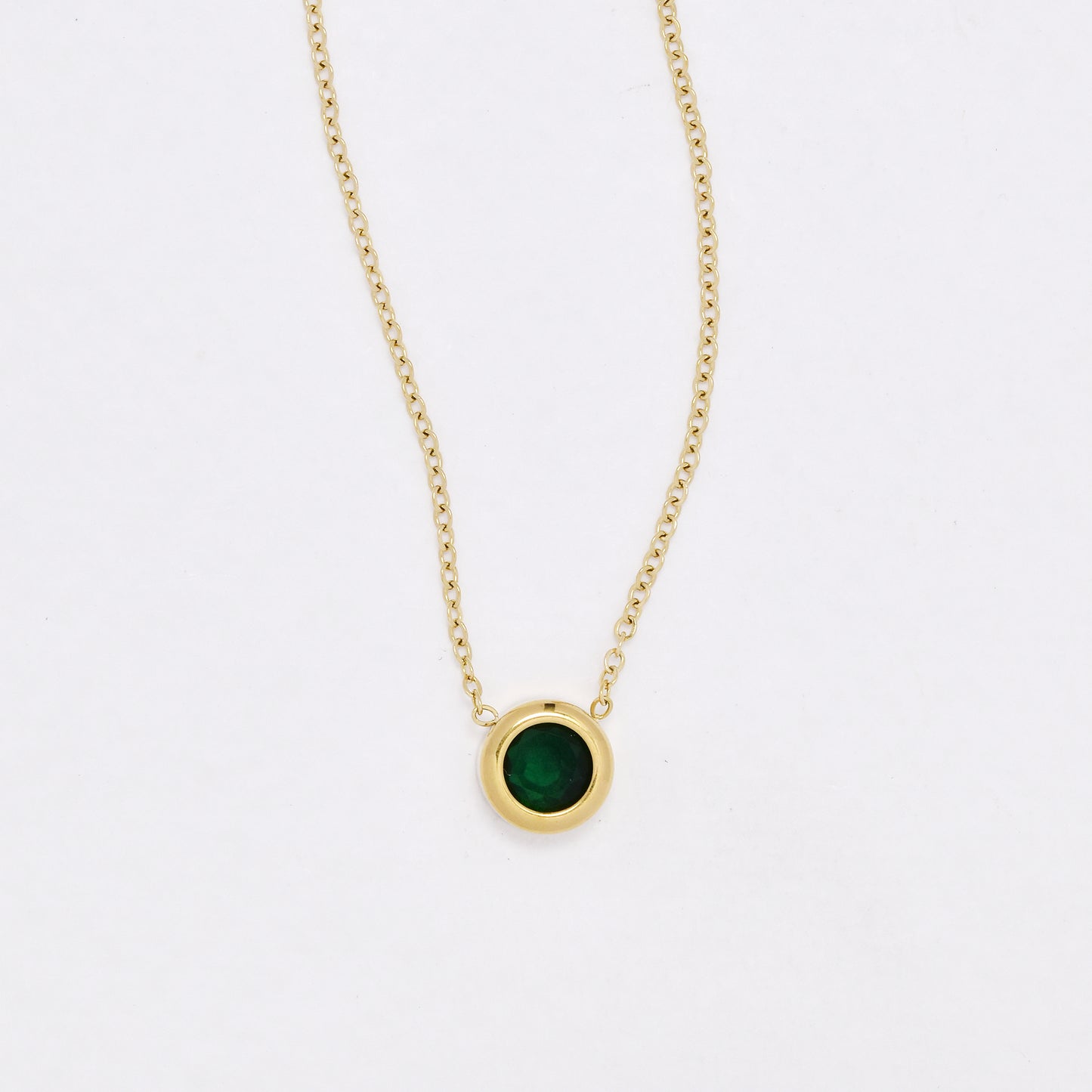SSYN6410 - St Steel round colour CZ necklace necklace