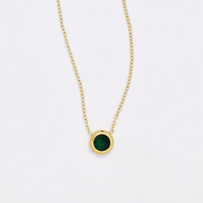 SSYN6410 - St Steel round colour CZ necklace necklace
