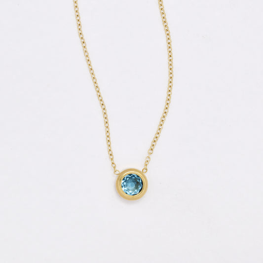 SSYN6410 - St Steel round colour CZ necklace necklace