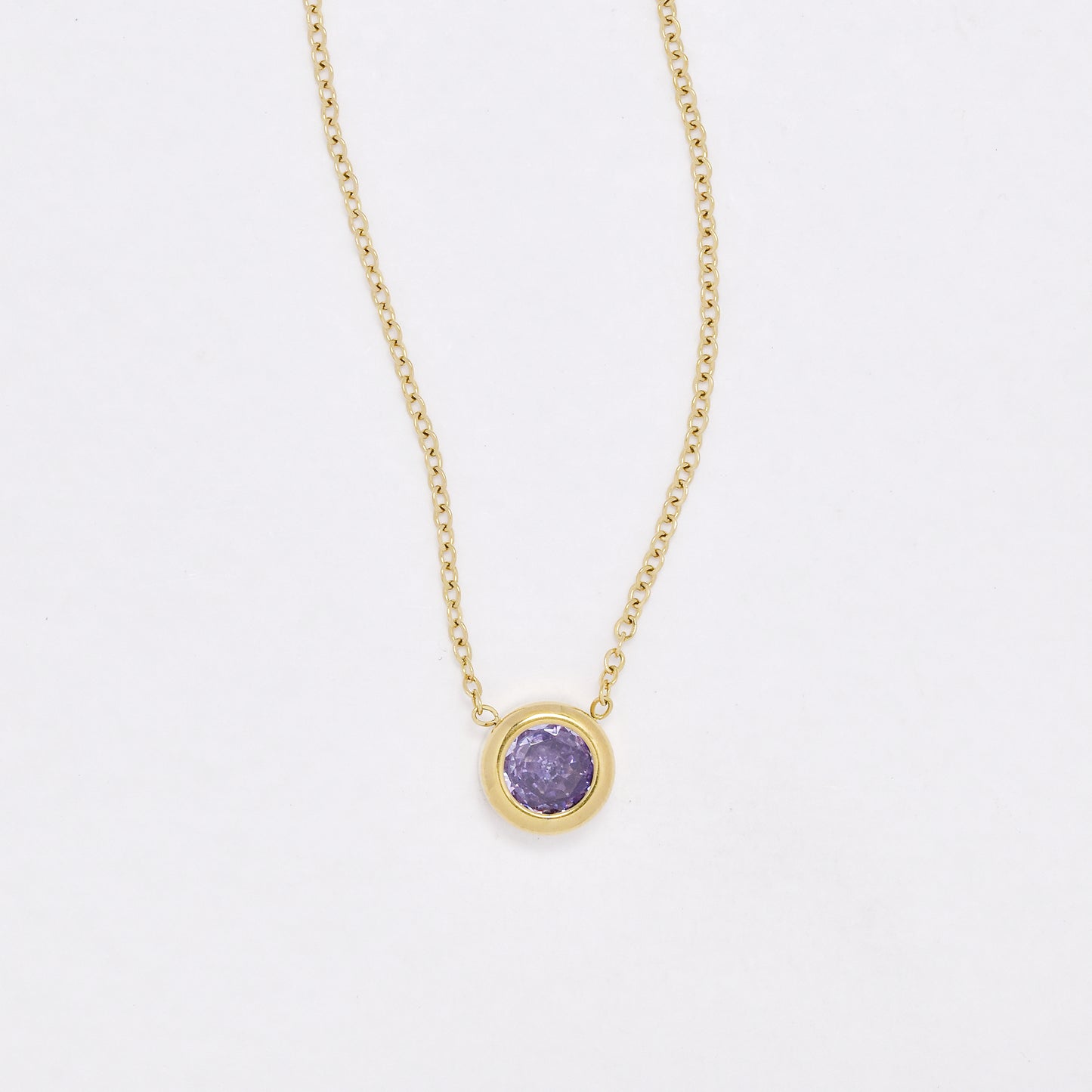 SSYN6410 - St Steel round colour CZ necklace necklace