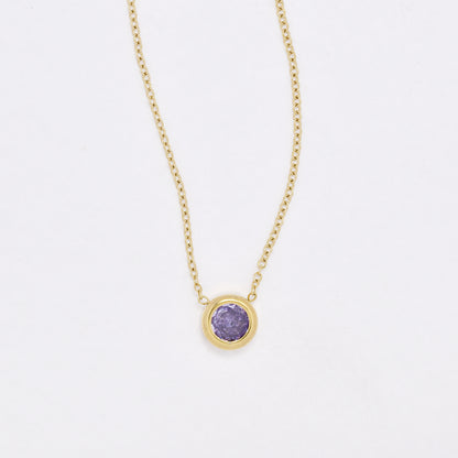 SSYN6410 - St Steel round colour CZ necklace necklace