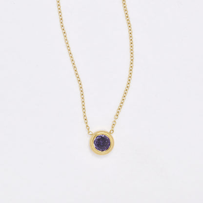 SSYN6410 - St Steel round colour CZ necklace necklace