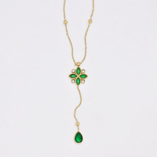 SSYN6411 - St Steel flower drop necklace