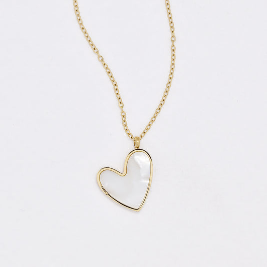 SSYN6412 - St Steel mother of pearl necklace