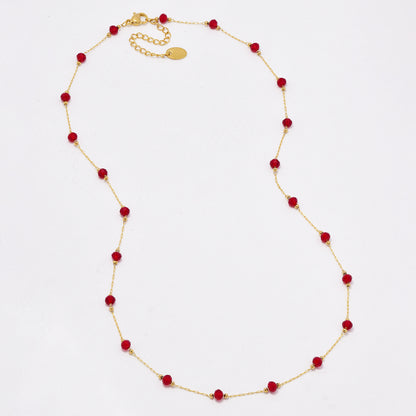 SSYN6417 - St Steel faceted colour bead necklace