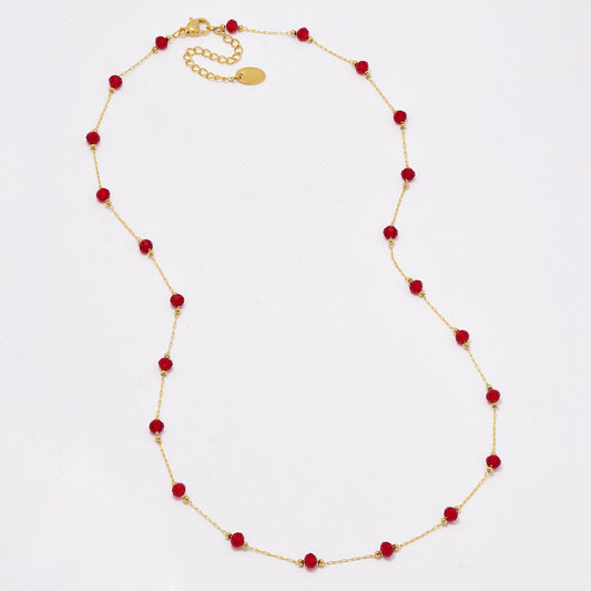 SSYN6417 - St Steel faceted colour bead necklace
