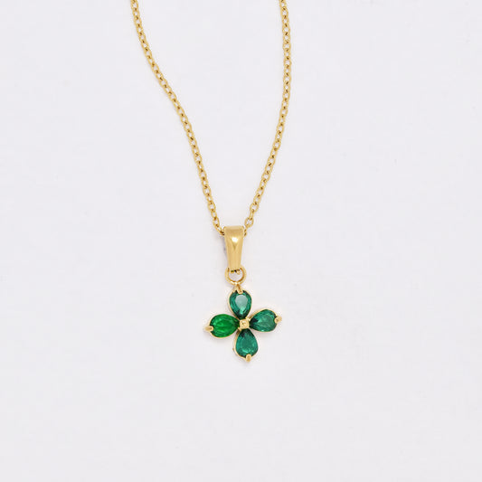 SSYN6418 - St Steel CZ flower necklace