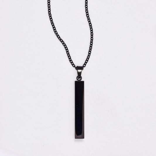 SSYB6426 - St Steel 46cm + 5cm rectangular bar pendant necklace