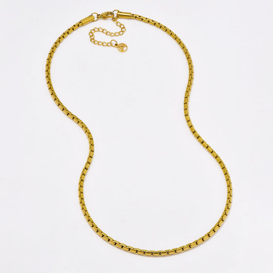 SSYN6431 - St Steel 45cm + 6cm x 3mm chunky box necklace