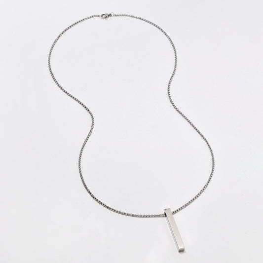 SSYN6433 - St Steel 60cm x 2mm rectangular bar pendant necklace