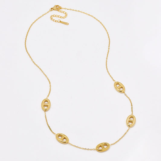 SSYN6439 - St Steel 46cm + 5cm mariner link necklace