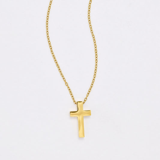 SSYN6444 - St Steel 40cm +5cm solid cross necklace