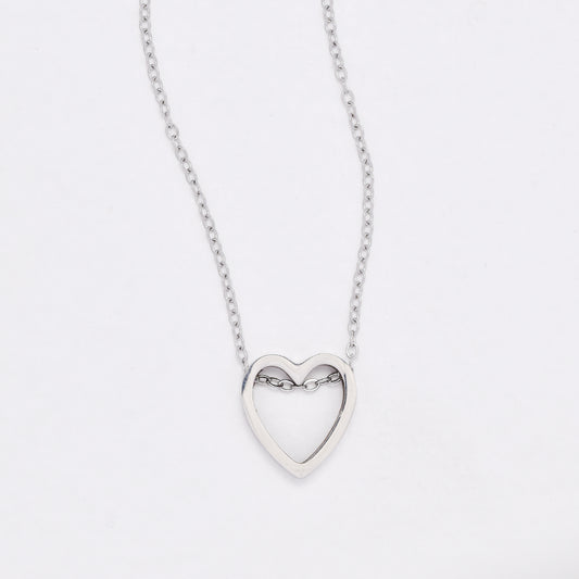 SSYN6452 - St Steel 50cm cutout heart necklace