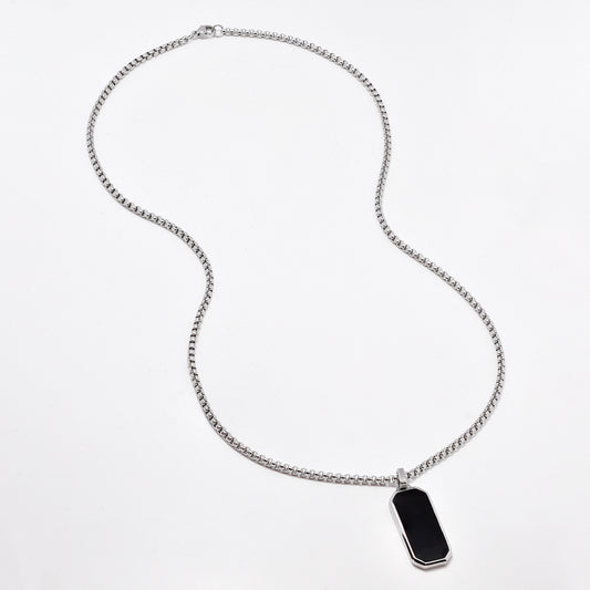 SSYN6481 - St Steel 60cm x 3mm rectangular disk necklace