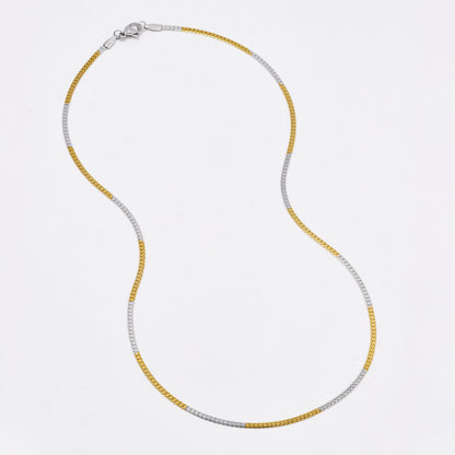 SSYN6495 - St Steel 2 pack 45cm x 2mm 2 tone flat curb necklace