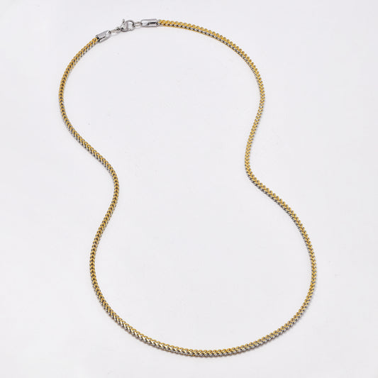SSYN6496 - St Steel 60cm x 3mm 2 tone box necklace
