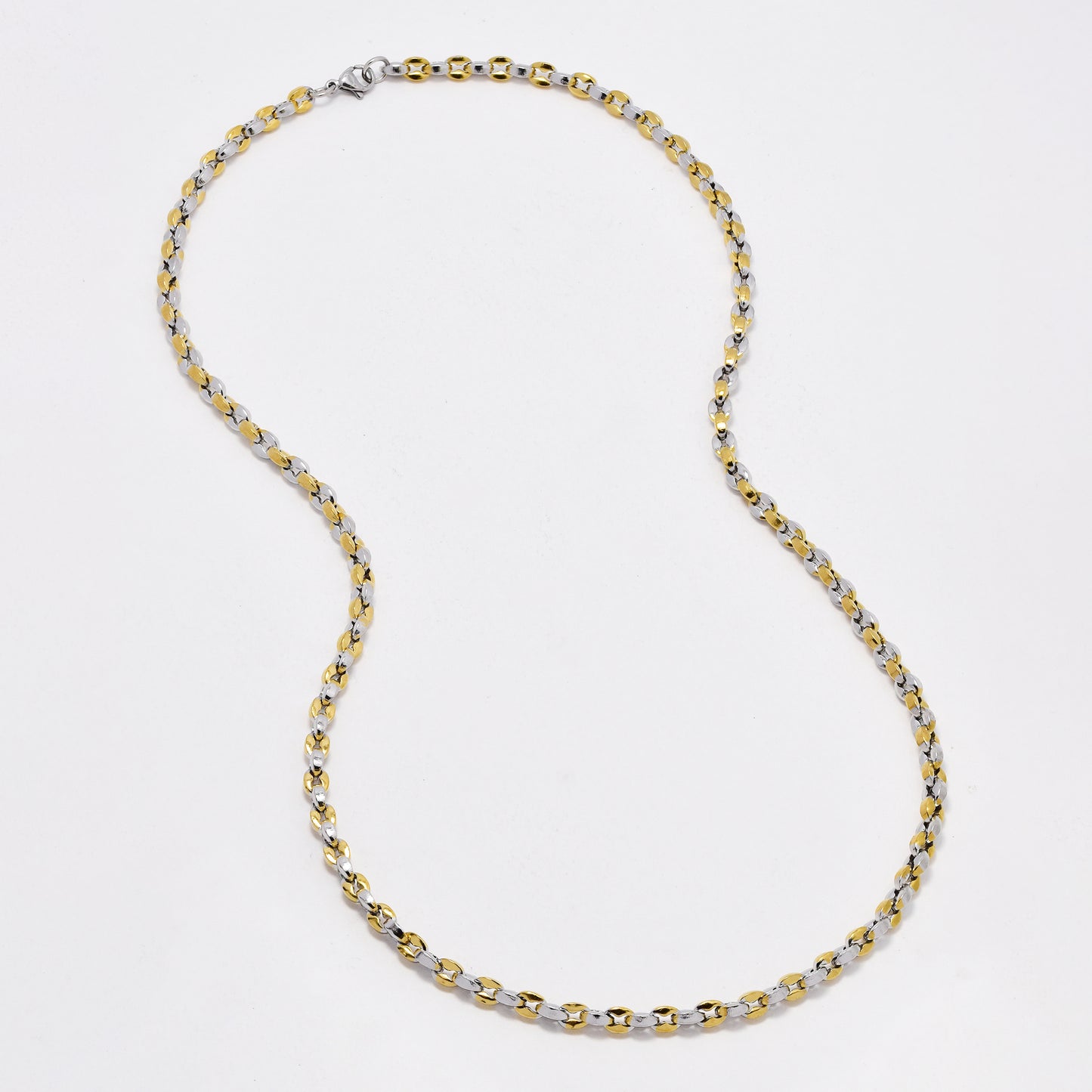 SSYN6497 - St Steel 60cm x 5mm 2 tone anchor necklace