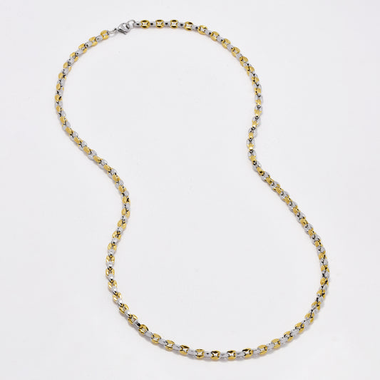 SSYN6497 - St Steel 60cm x 5mm 2 tone anchor necklace