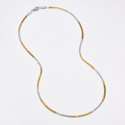 SSYN6499 - St Steel 2 pack 45cm x 2.5mm 2 tone stamped herringbone necklace